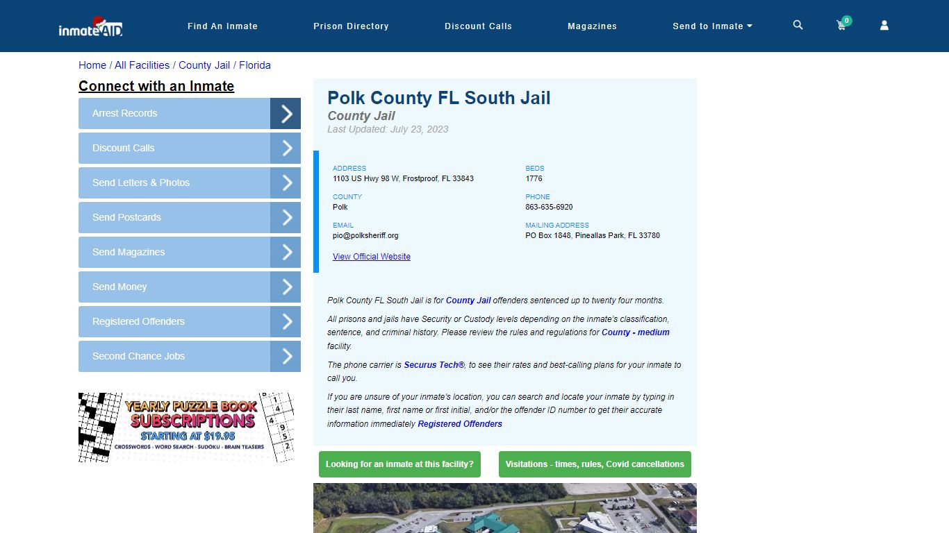 Polk County FL South Jail - Inmate Locator - Frostproof, FL